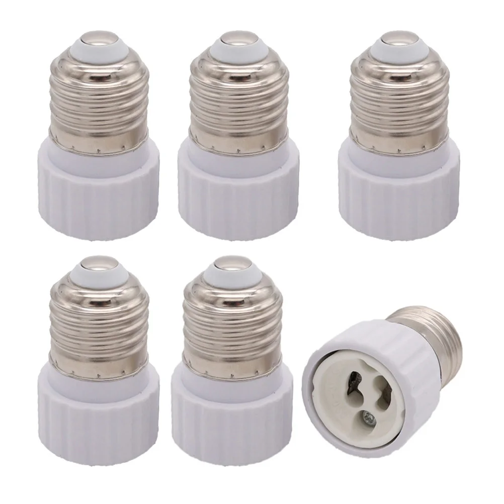 

6 Pcs Lampholder Adapter Easy Installation Socket Adoaper E27 to GU10 Converter Plastic White