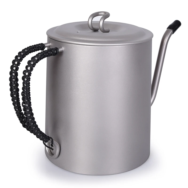 Boundless Voyage Outdoor Camping Titanium Kettle 800 ml Coffee Tea Pot Gooseneck Drip Kettle Swan Neck with Long Spout Teapot