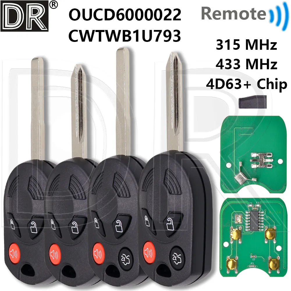 

Great 4D63+ Chip 315/433MHz OUCD6000022 CWTWB1U793 HU101/FO38 Car Remote Key For Ford Focus Edge Expedition C-Max Escae Taurus