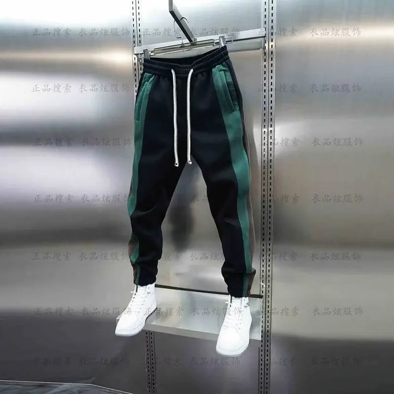 New Autumn Men's Sport Pants High Street Joggers Trendy Trousers 9-Minute Sweatpants Fashionable Daily Men's Clothing 2024