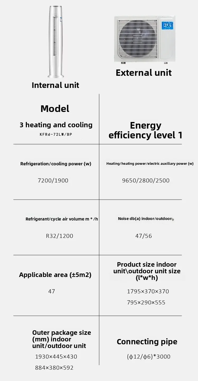 Energy-saving air conditioner large 3-horse cabinet first-class frequency conversion dual-purpose living room