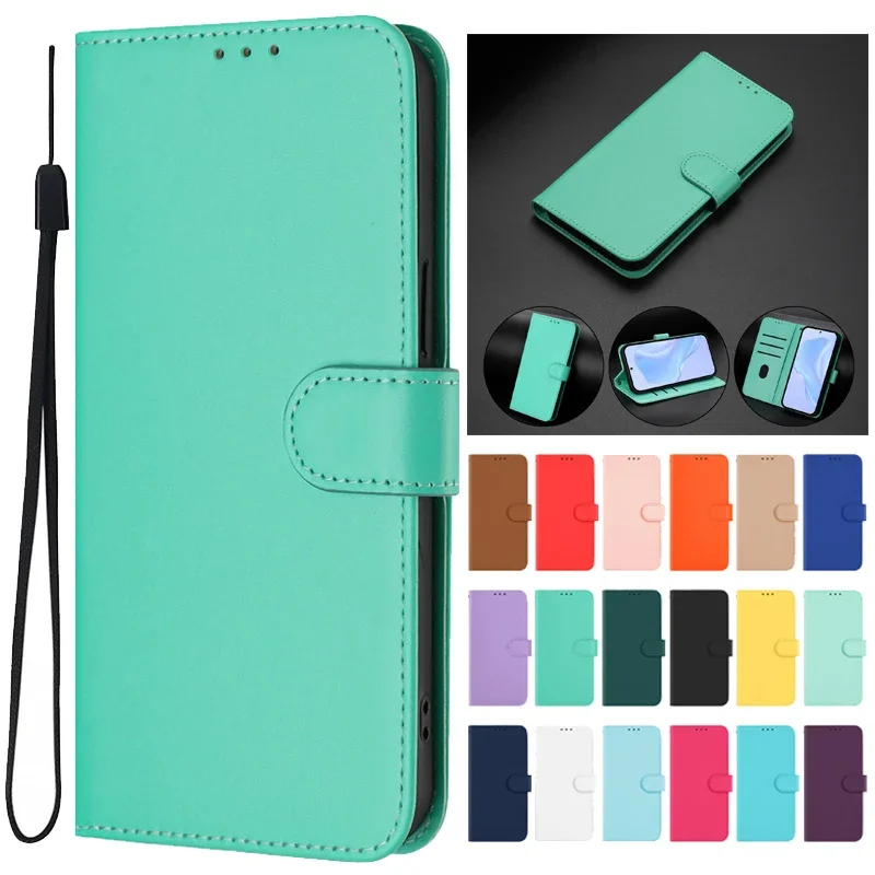 For Realme GT5 6 Case on For Coque Realme GT 6 6T 5 3 Flip Cover sFor Realme GT Neo5 204W Neo 6 SE Solid Color Leather Case Capa
