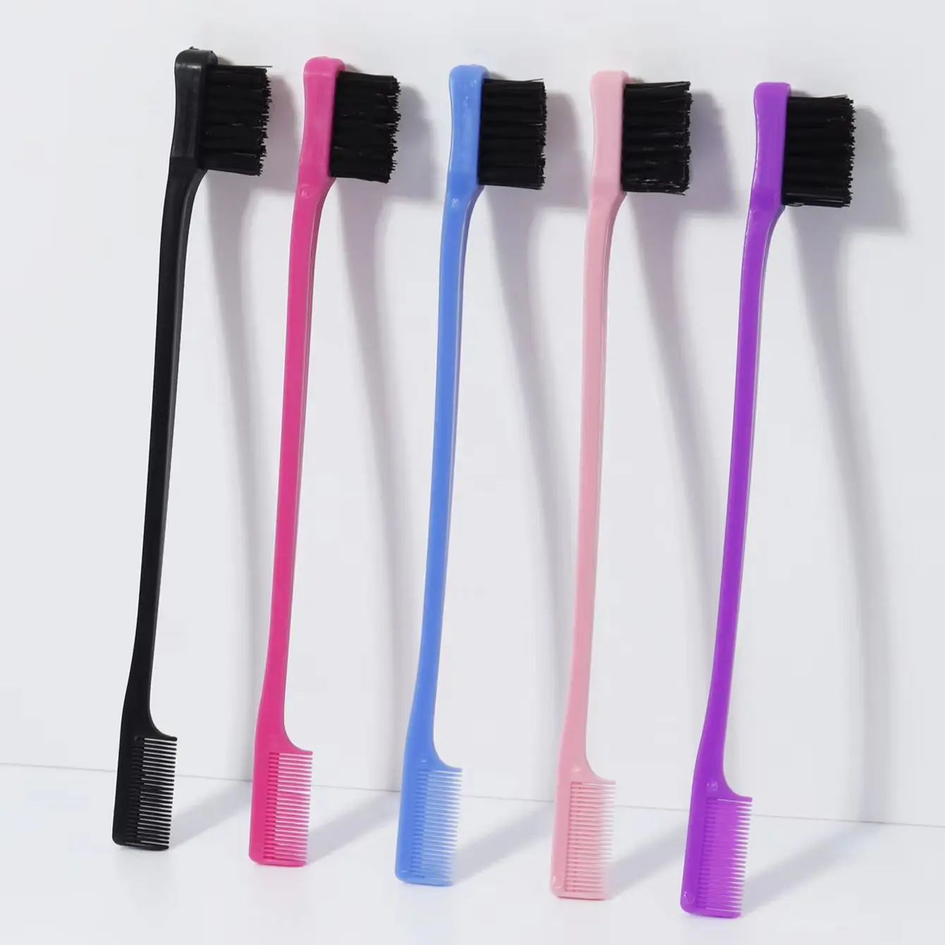 

5pcs/set mixed color double-sided edge comb control hair brush salon professional accessories 2-in-1,Special for real hair wigs