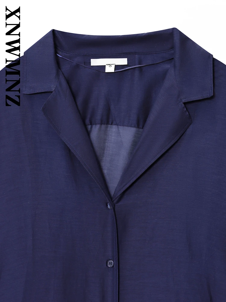 XNWMNZ 2025 Autumn Woman Commuting Simple Long Sleeve Shirt Casual Fashion Spring Lady Turn-down Collar Chic Long Sleeve Top