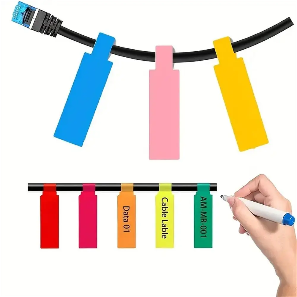 Waterproof Cable Labels Tags Can Write On Self Adhesive Cord Labels Makers Printable P-shaped Label Stickers Wire Labels