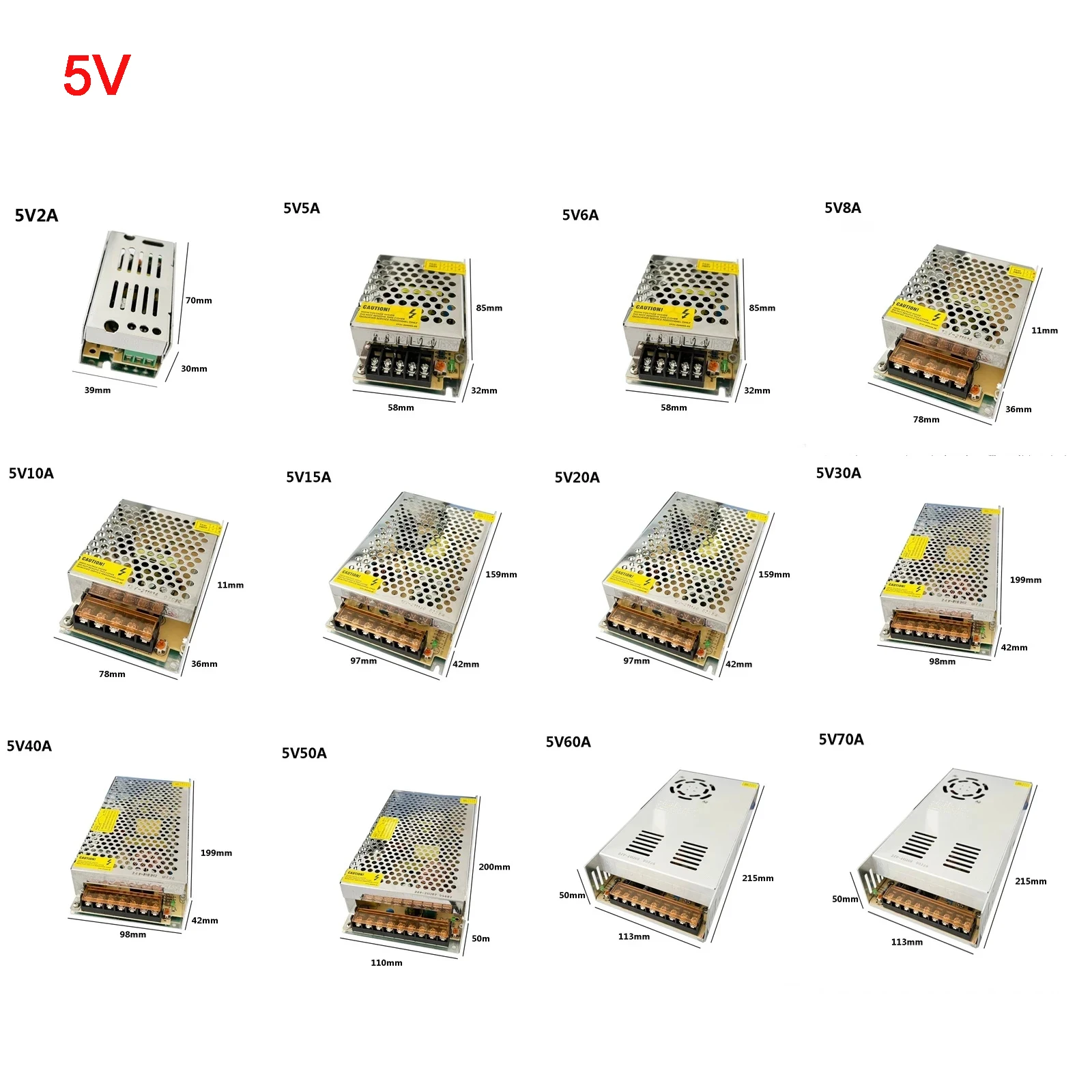 Vusum 12V power supply AC85-110V 220V to DC 5V 12V 24V 36V 48V  2A  5A 10A  20A 30A  CCTV / LED Strip Power Adapter