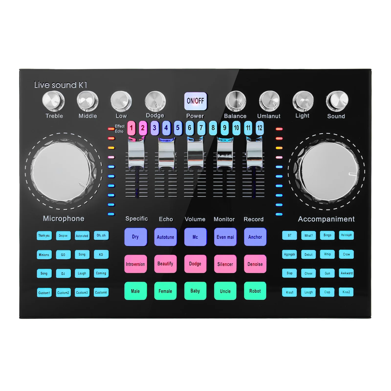 K1 المهنية لايف كارت الصوت جهاز مزج الصوت DJ معدات كارت الصوت تأثيرات المعالجات للموسيقى كاريوكي مسجل البث المباشر #6