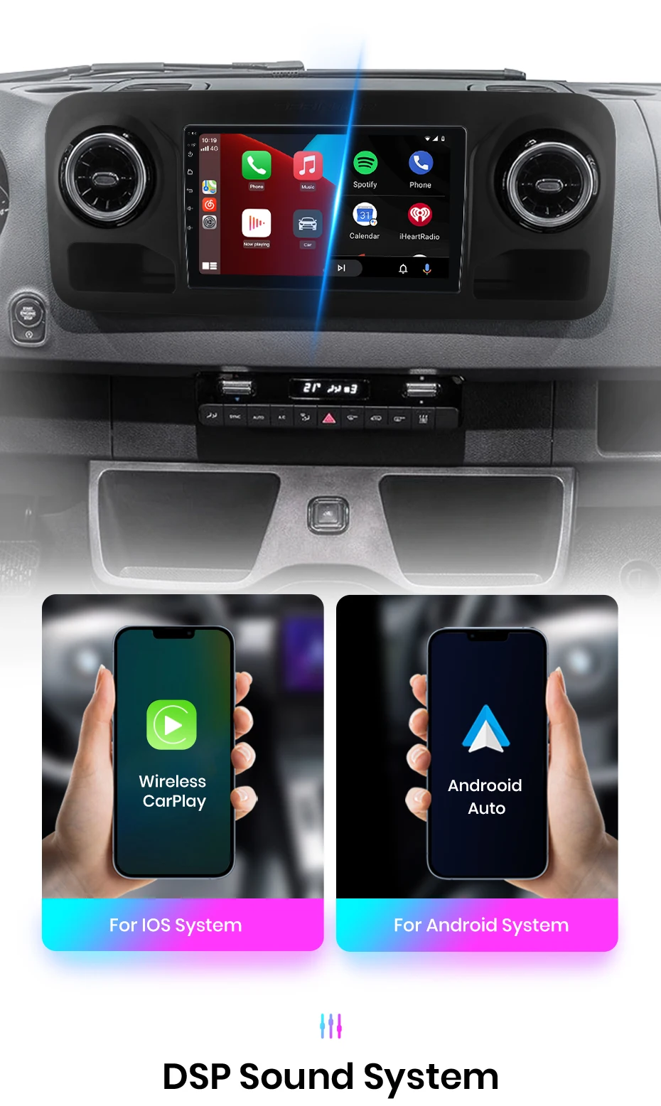 Junsun carplay android auto autoradio für mercedes-benz sprinter 2006-2018 gps intelligente systeme tereo multimedia autoradio – Detail 10
