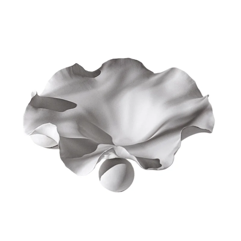 

Waterproof Modern Custom White Ceramic Serving Tray with Rolled Edge and Three Balls For Chocolate Serving