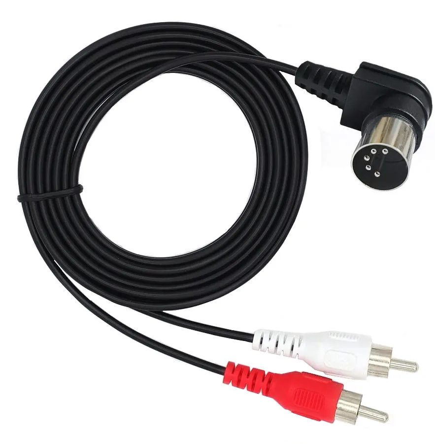 90 degree bend 5-core DIN revolution 2RCA male lotus old-fashioned audio equipment adapter cable 5Pin Male Din