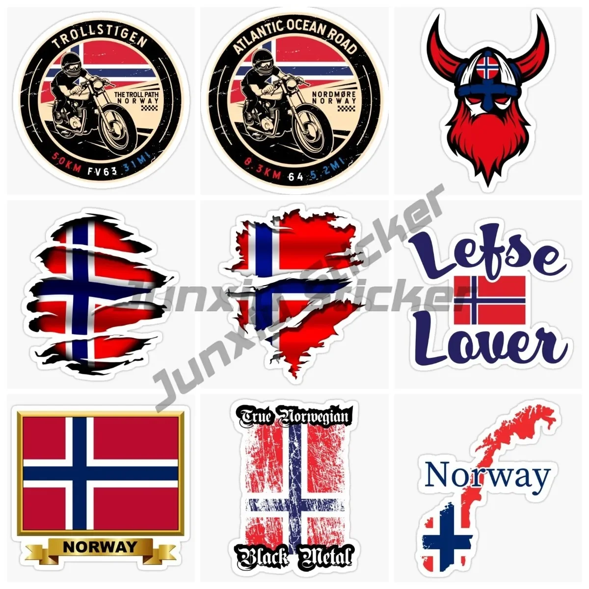 

Norwegian Flag and Emblem Stickers Car Windows Vinyl Bicycle Accessories Laptops Cars Trucks Wall Stickers Can Be Customized
