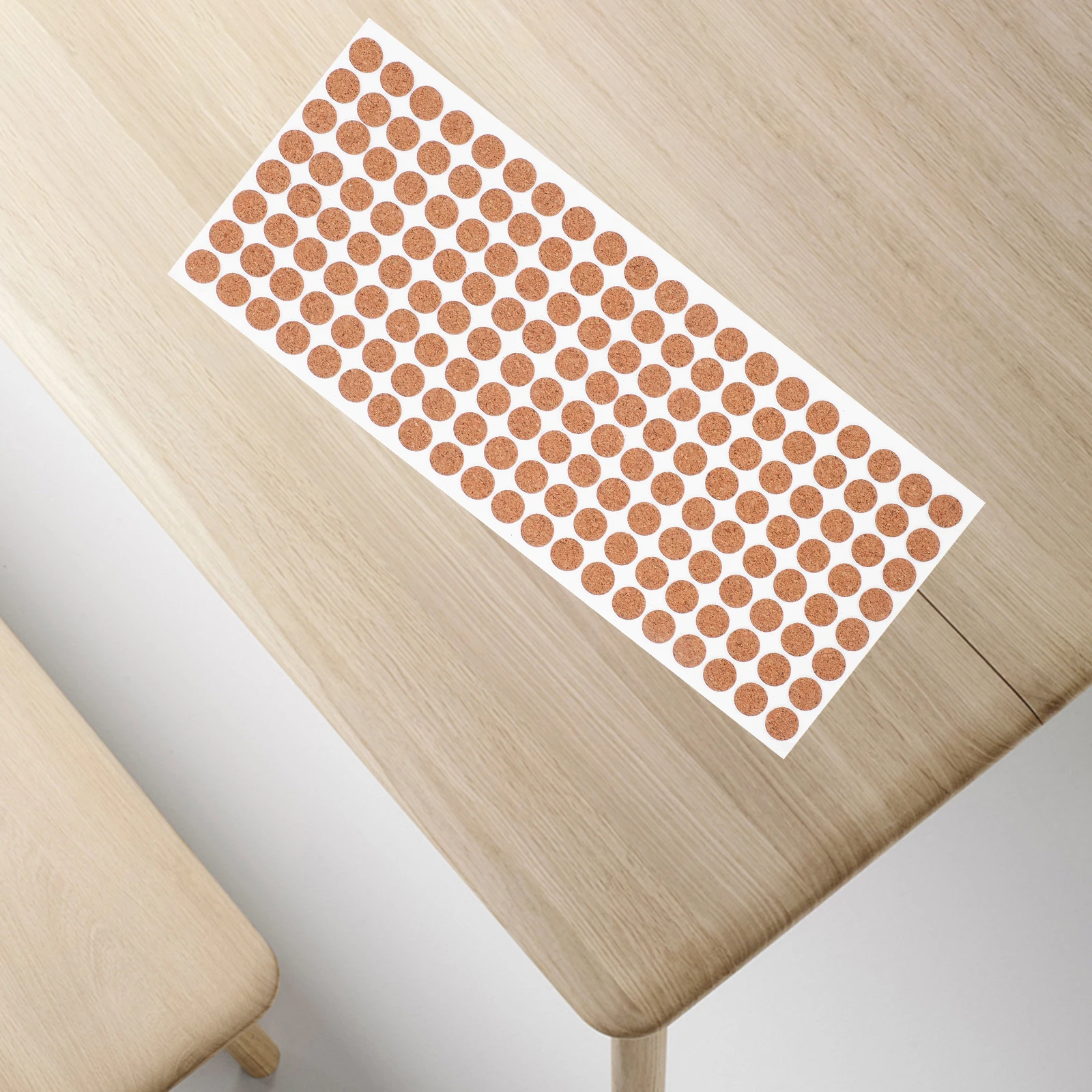 500pcs Self-Adhesive Cork Pads Non-Slip Cork Mats Round Dots Flat Circles For Kitchen Furniture Cabinets Dining Shock Absorption
