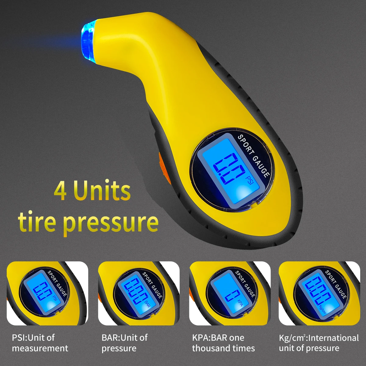 Bike Tire Pressure Gauge Backlight High Precision Digital Tire Pressure Monitoring Car Tyre Air Pressure Gauge Meter LCD Display