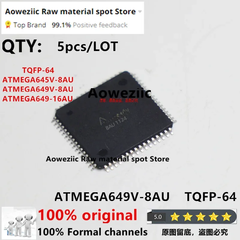 

Aoweziic 2022+ 100% New Imported Original ATMEGA645V-8AU ATMEGA649V-8AU ATMEGA649-16AU TQFP-64 Microcontroller IC