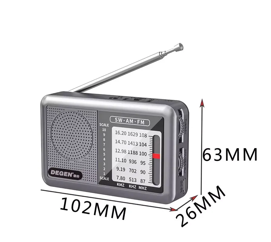 Dejin 6665 full-band radio old-fashioned manual semiconductor small radio rechargeable radio