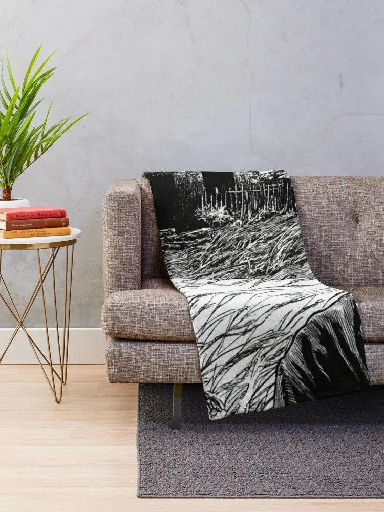 Feeling the Echoes – black and white melancholic manga anime boy Throw Blanket manga Giant Sofa Blankets