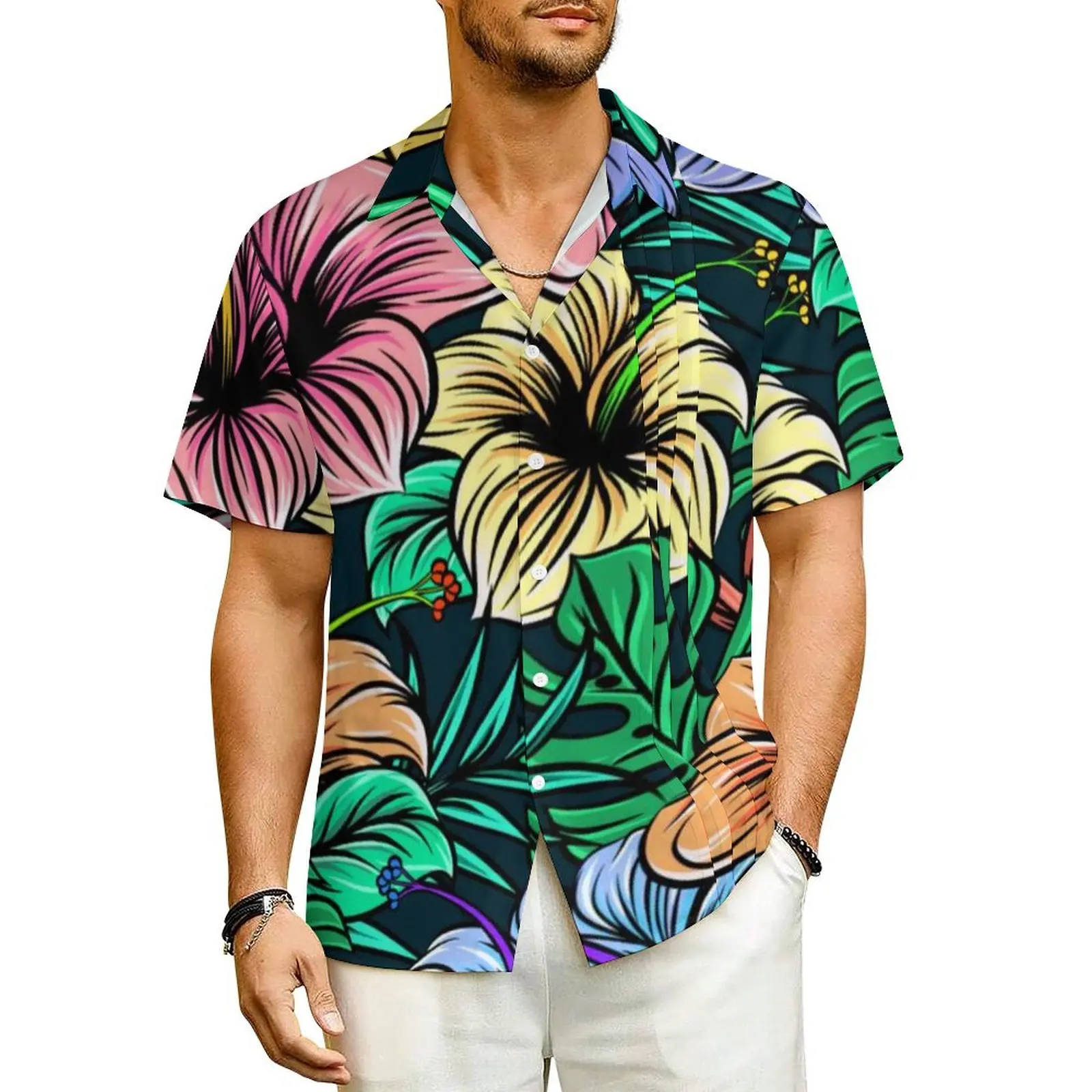 

Palm Leaves Hawaiian Shirt For Male Beach Tropical Florals Casual Shirts Short Sleeve Harajuku Design Trendy Oversized Blouses