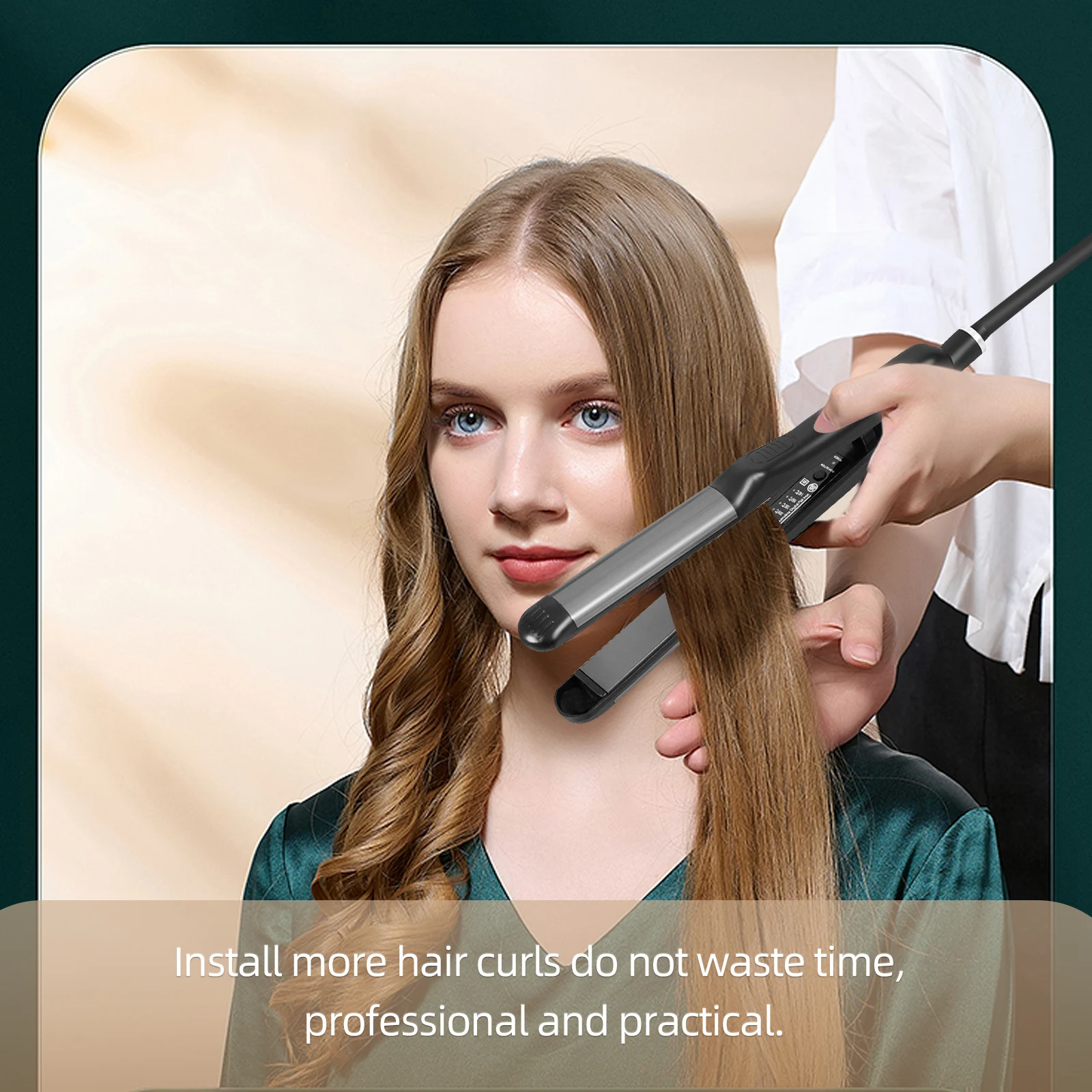 

1Pcs Flat Iron Hair Straightener with Curling Function Black Household Steam Iron for Salon Use Freely Rotating Cord Quick Warm