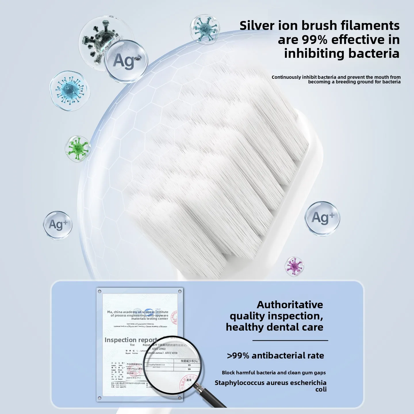 Silver ion antibacterial toothbrush with soft bristles suitable for adult home use wide head gum protection, and sensitive teeth