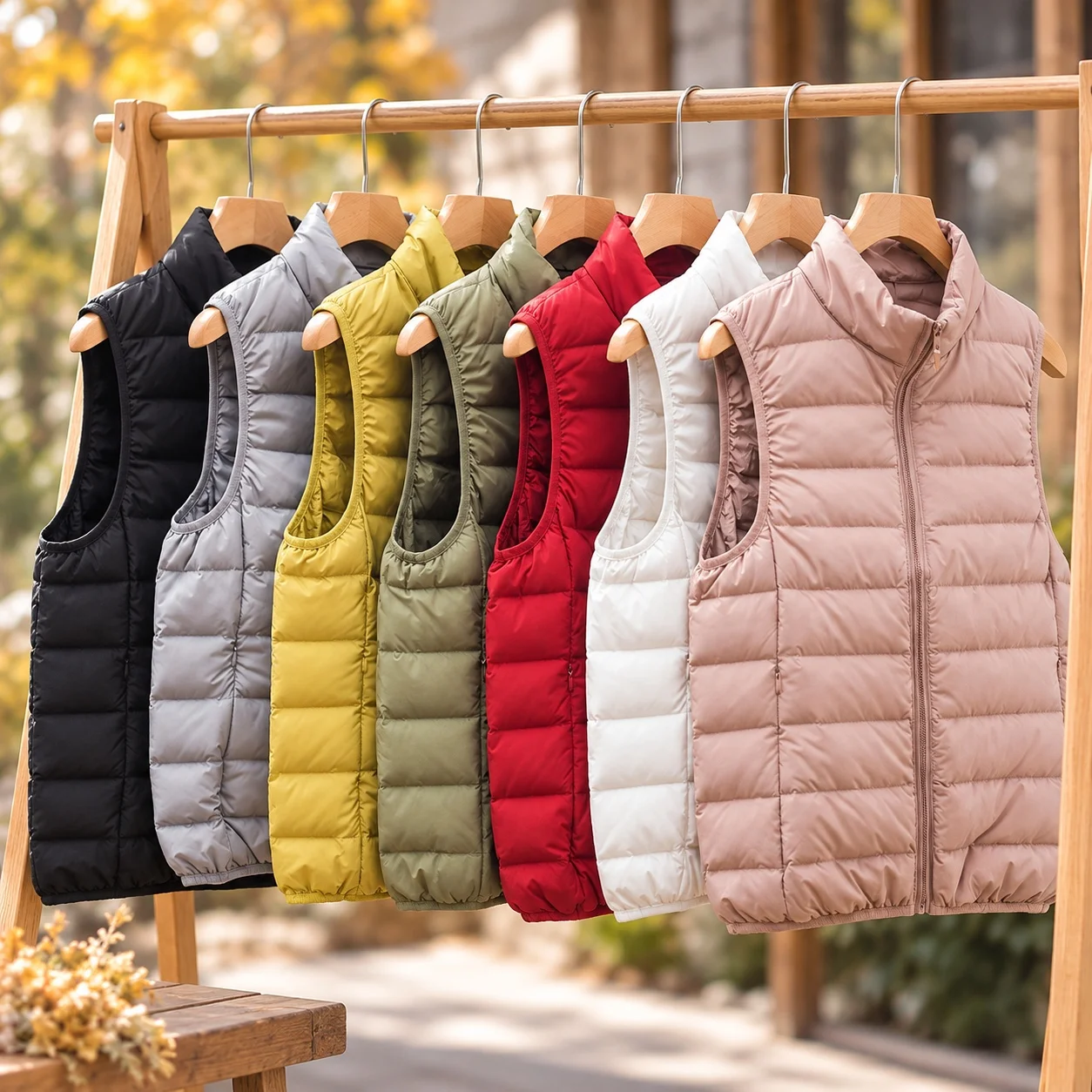 No Hood Slim Fit Vest Casual with Stand Collar Sleeveless Japanese Korean Casual Seamless Lightweight Down Vest for Women