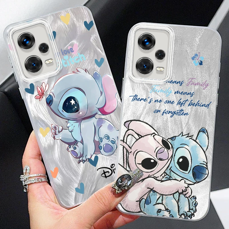 Anime Cartoon Lilo Stitch For Xiaomi Redmi Note 13 12 11 11S 10 10S 9 9S 8 Pro Plus Max 5G Feather Yarn Back Phone Case