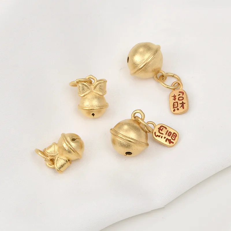 Vietnam Placer Gold Bow Lucky Nafu Bell Pendant DIY Bracelet Necklace Earrings Jewelry Accessories Materials