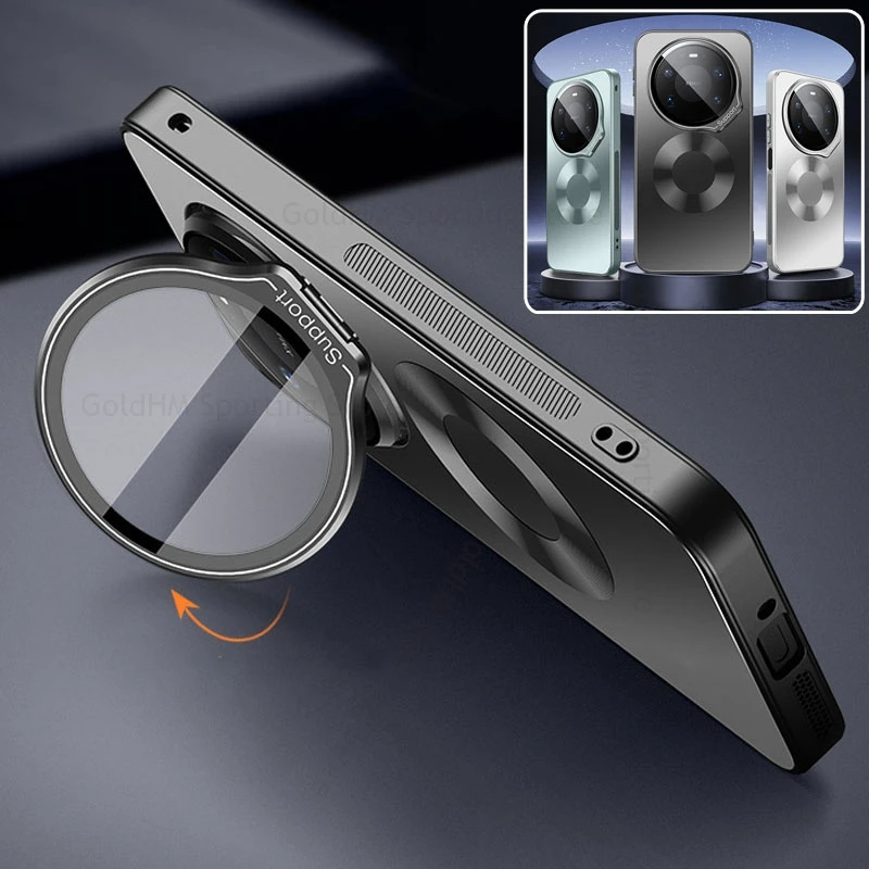 

Flip Lens Film Kickstand Case For Huawei Mate 80 Pro Max Wireless Charging For Magsafe PC Cover For HUAWEI Mate 70 Air 80Pro Max