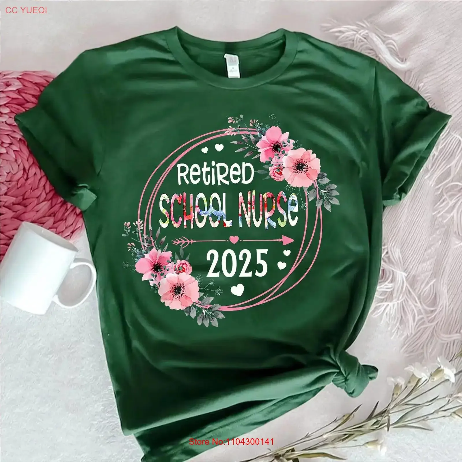 Floral Retired School Nurse T Shirt 2025 Retirement for Her Elegant Flower Thank You Farewell vintage Washed Unisex homme