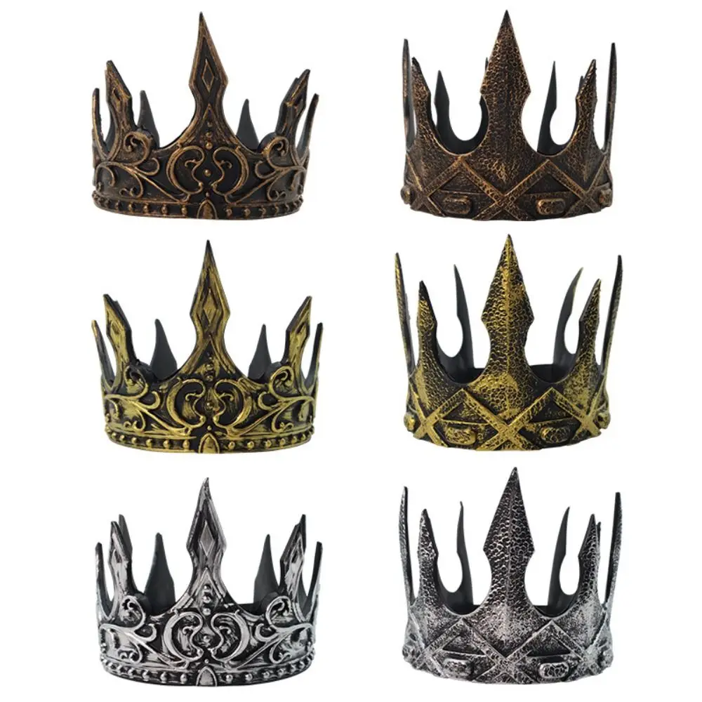 Simple Bar Mitzvah Crown King Crown Korean Style Headband PU Prince Crowns Hair Hoop Cosplay Pros Round Tiaras Wedding