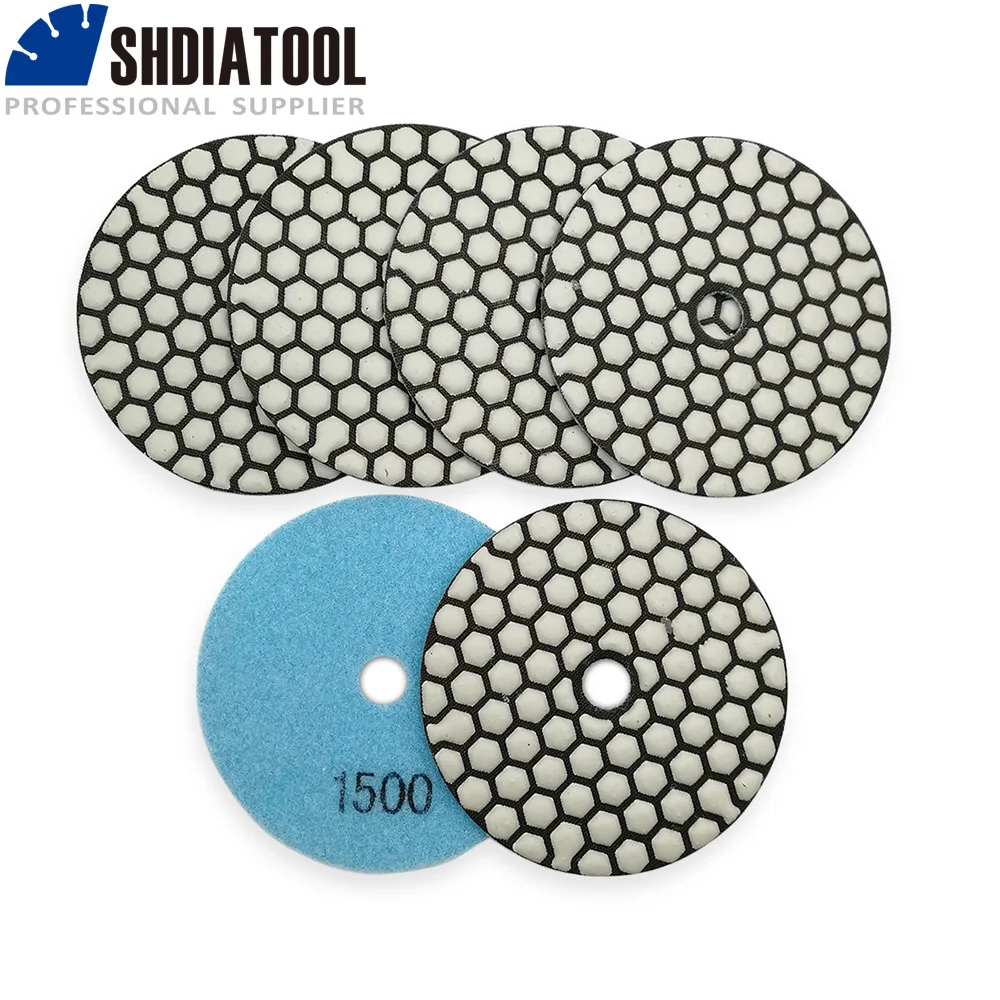 DIATOOL 7 pcs/pk 100mm #1500 Diamante Almofada de Polimento a Seco Para Granite & Marble 4 polegadas Lixar disco De Pedra Sem Água