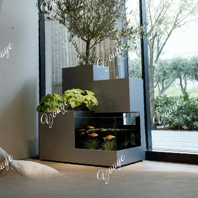 A19 Stainless steel metal  fish tank balcony ecological swamp circulating water filter fish pond flowing water landscape flower
