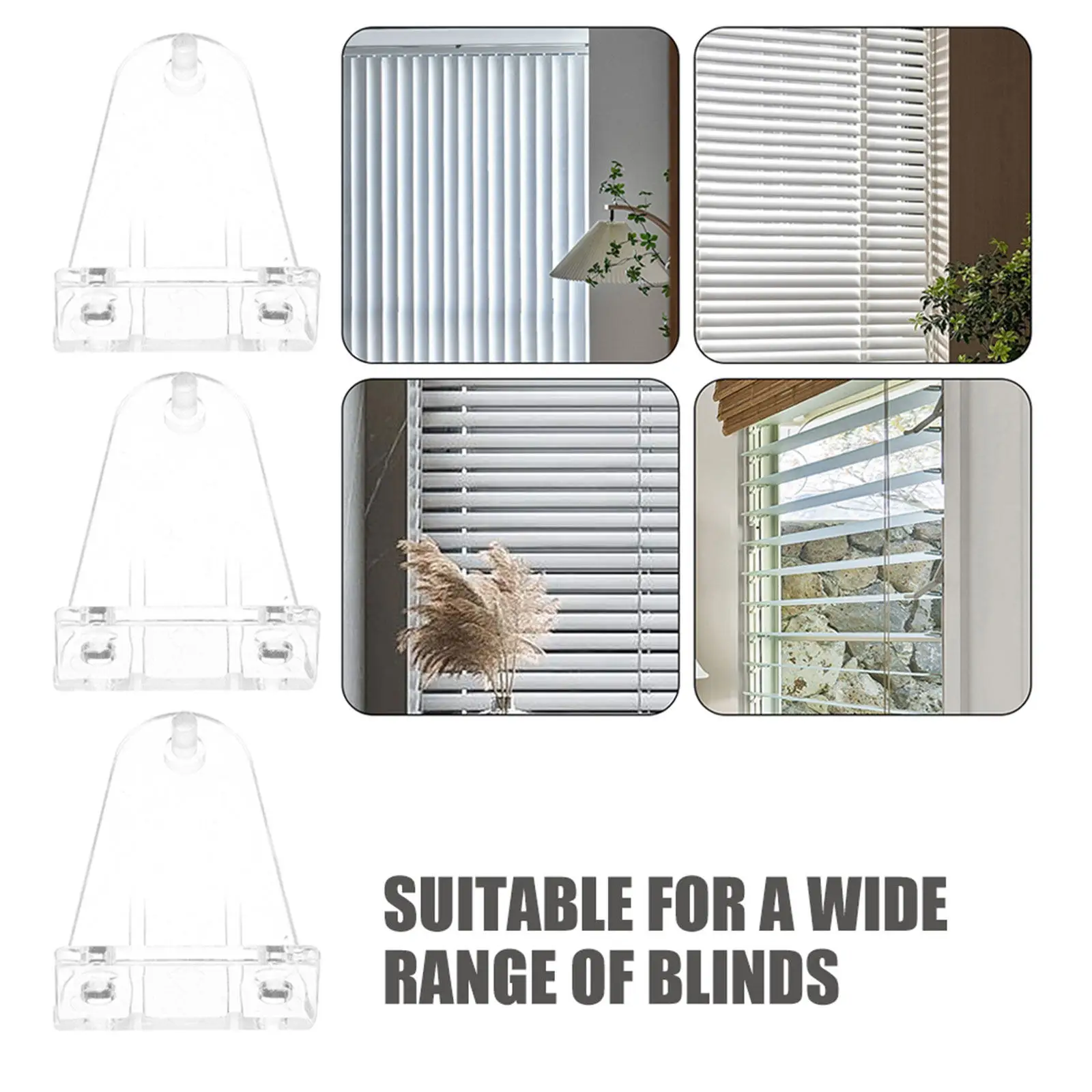 12Pcs Blinds Bottom Rail Hold Clips Clear Plastic Blind Holder Replacements Window Shade Stabilizing Brackets for Horizontal - view 5