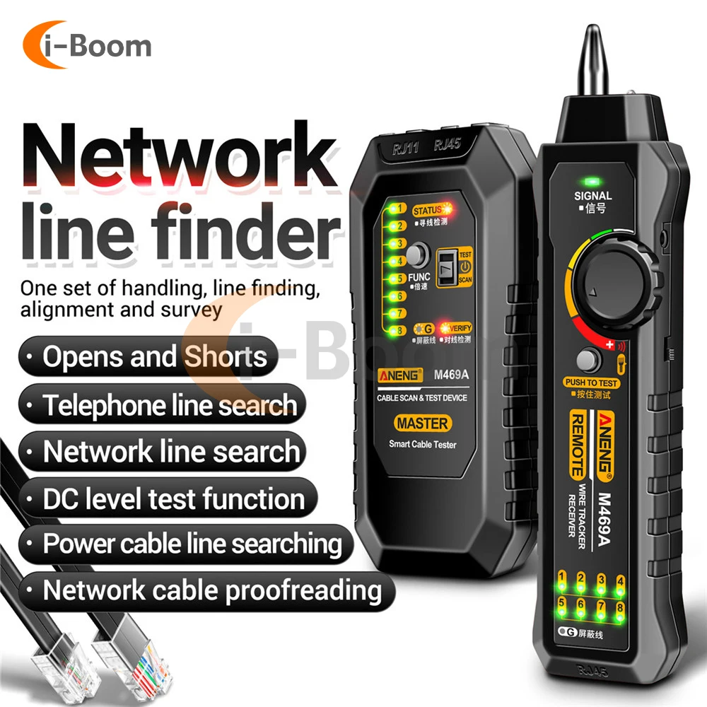 Network Cable Tracker M469A Networking Analyzer RJ45 RJ11 Telephone Line Network Wire Detector Tracker Measure Cables Tool