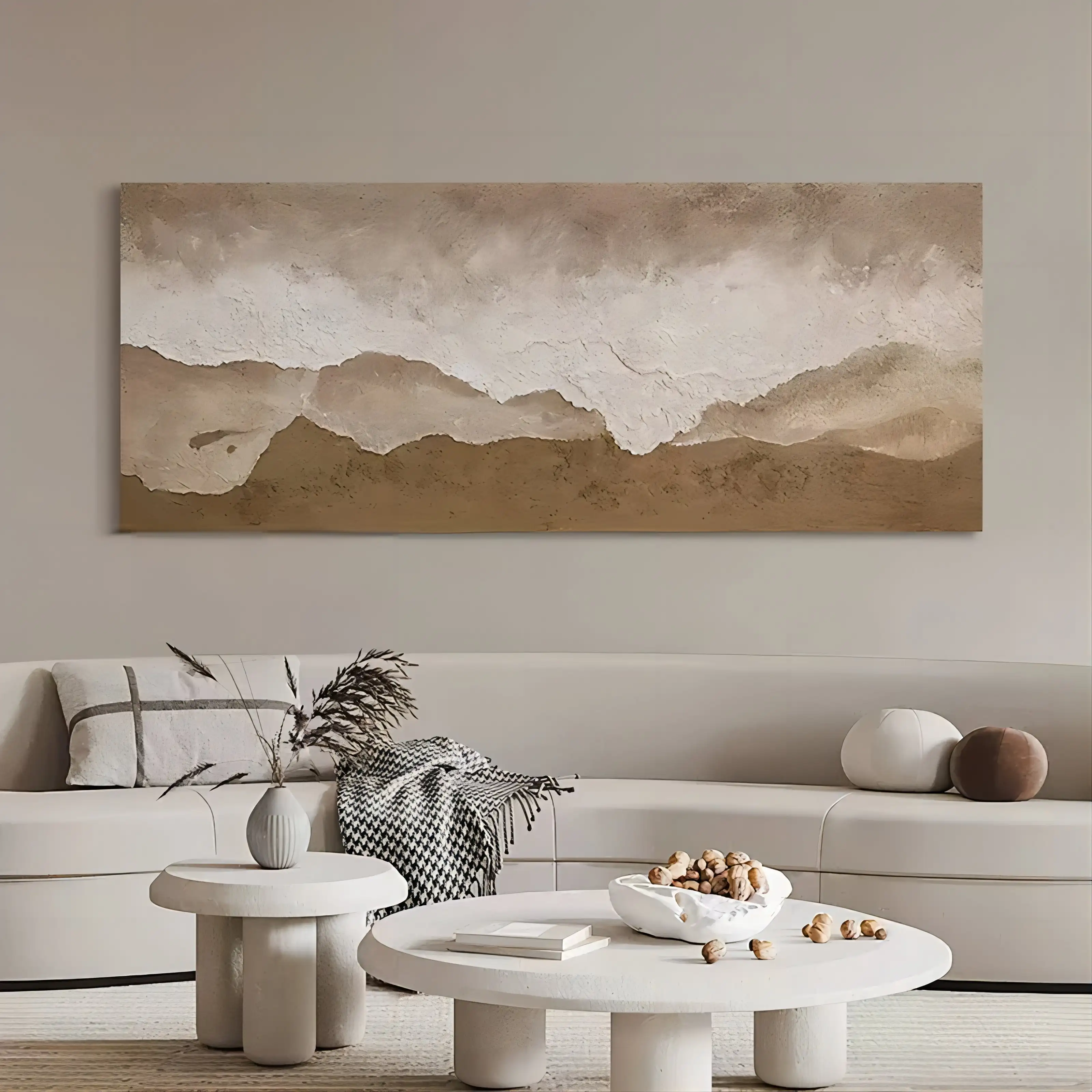 

New abstract large size 100% handmade brown wave beach oil painting texture landscape painting art for living room decorate