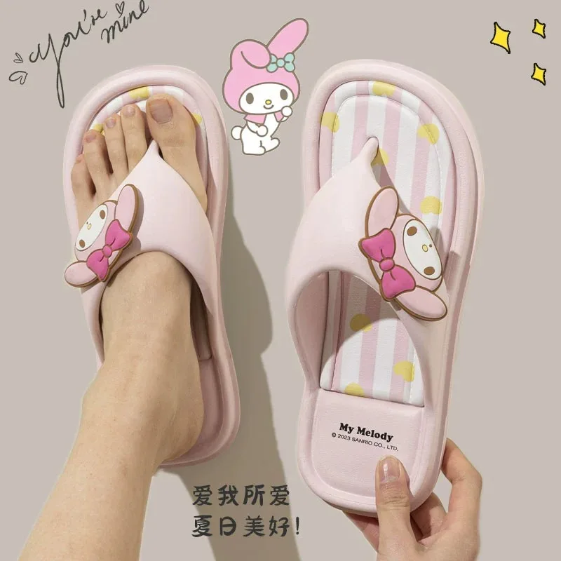 

Girl Outdoor Beach Sandal Sanrio My Melody Slipper Kawaii Flip Flop Kuromi Summer New Cartoon Anime Fashion Home Bathroom