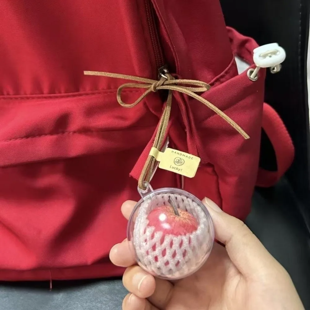 Apple Keychain Bag Keychain Portable Simulated Fruit Keychain Auto Interior Decor Accessories Rearview Mirror Fruit Pendant