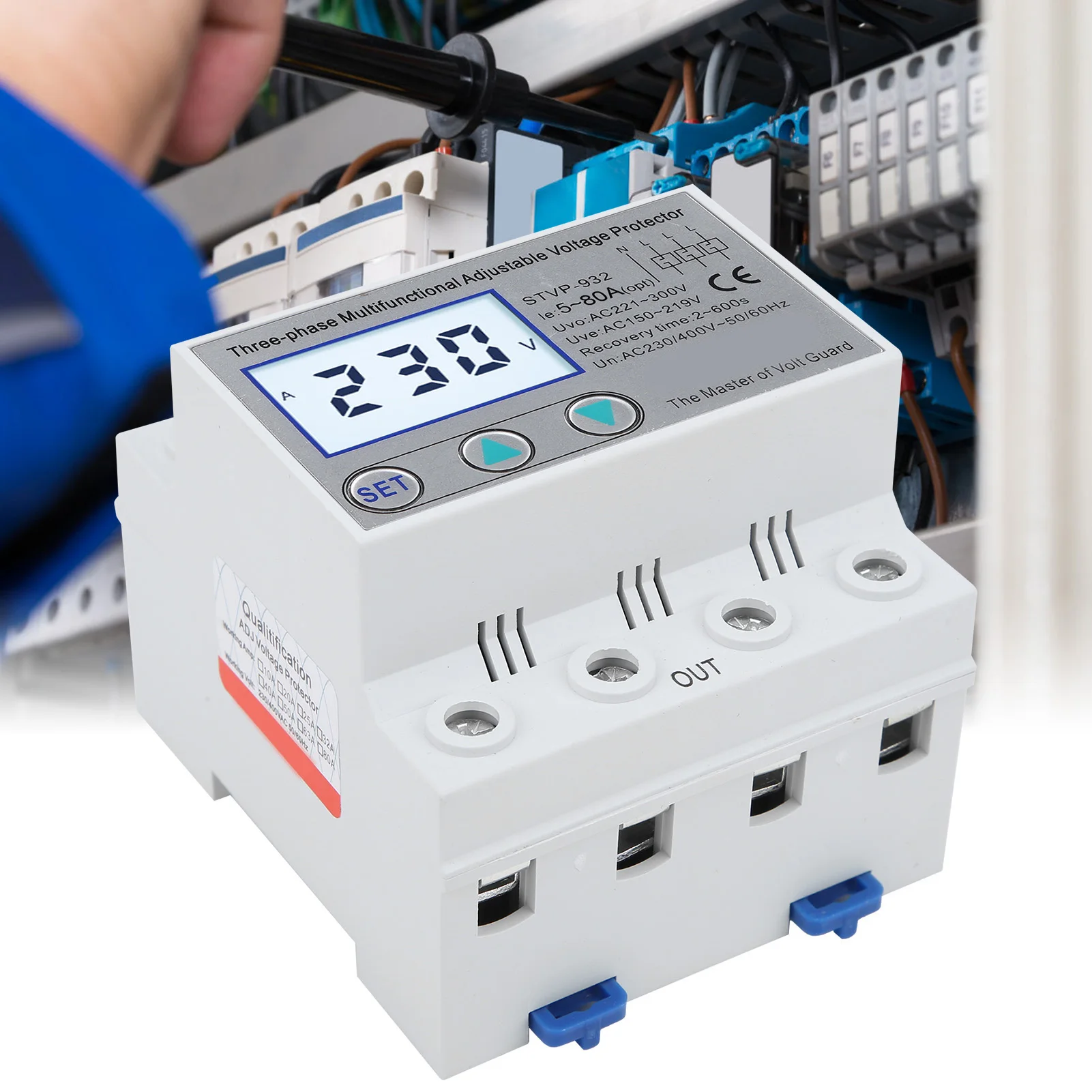 

Adjustable Voltage Protector Stable Performance Over Voltage Over Voltage Protector Adjustable 230V 400VAC for Home