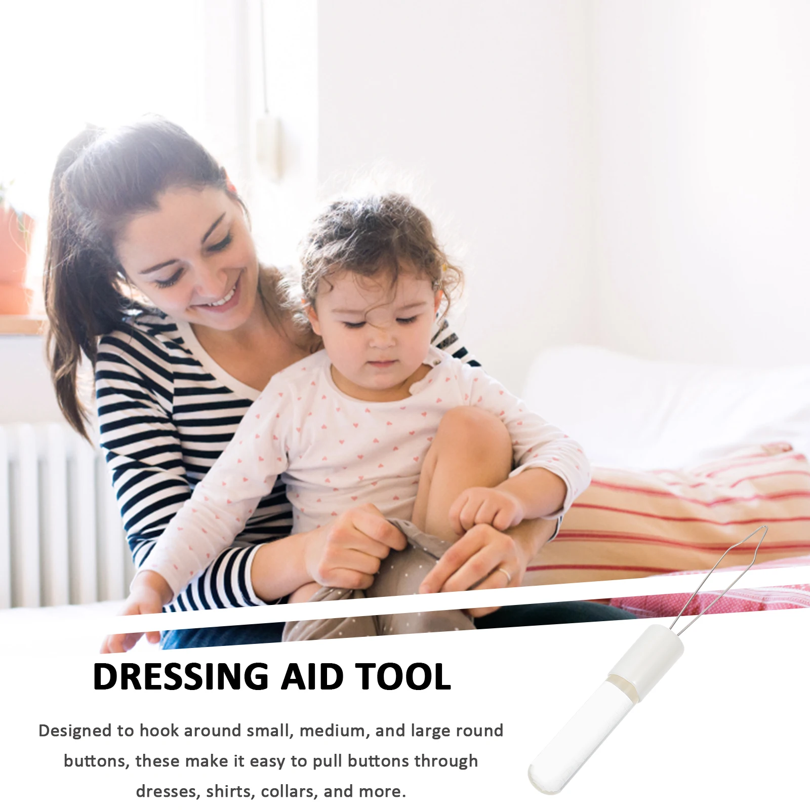 

Dressing Aid Tool Elderly Quick Self-Dressing Assistance Non-Slip Handle Durable Wire Ring Pulling