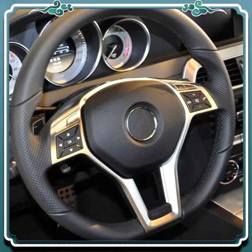 

ABTU-Car Steering Wheel Frame Trim Cover For Mercedes Benz A C E GLA CLA CLS Class W176 W204 W212 X156 C117 Silver