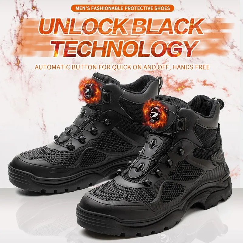 2023 New Men's Safety Shoes High Top Boots Zapatos De Seguridad Anti-smash Anti-puncture Steel Toe Sepatu Protect Shoes