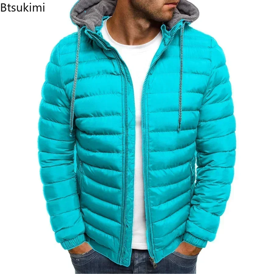 2025 Autumn Winter New Men's Parkas Solid Hooded Jackets Fashion Casual Warm Cotton-padded Coats Trend Street Puffer Jacket Male