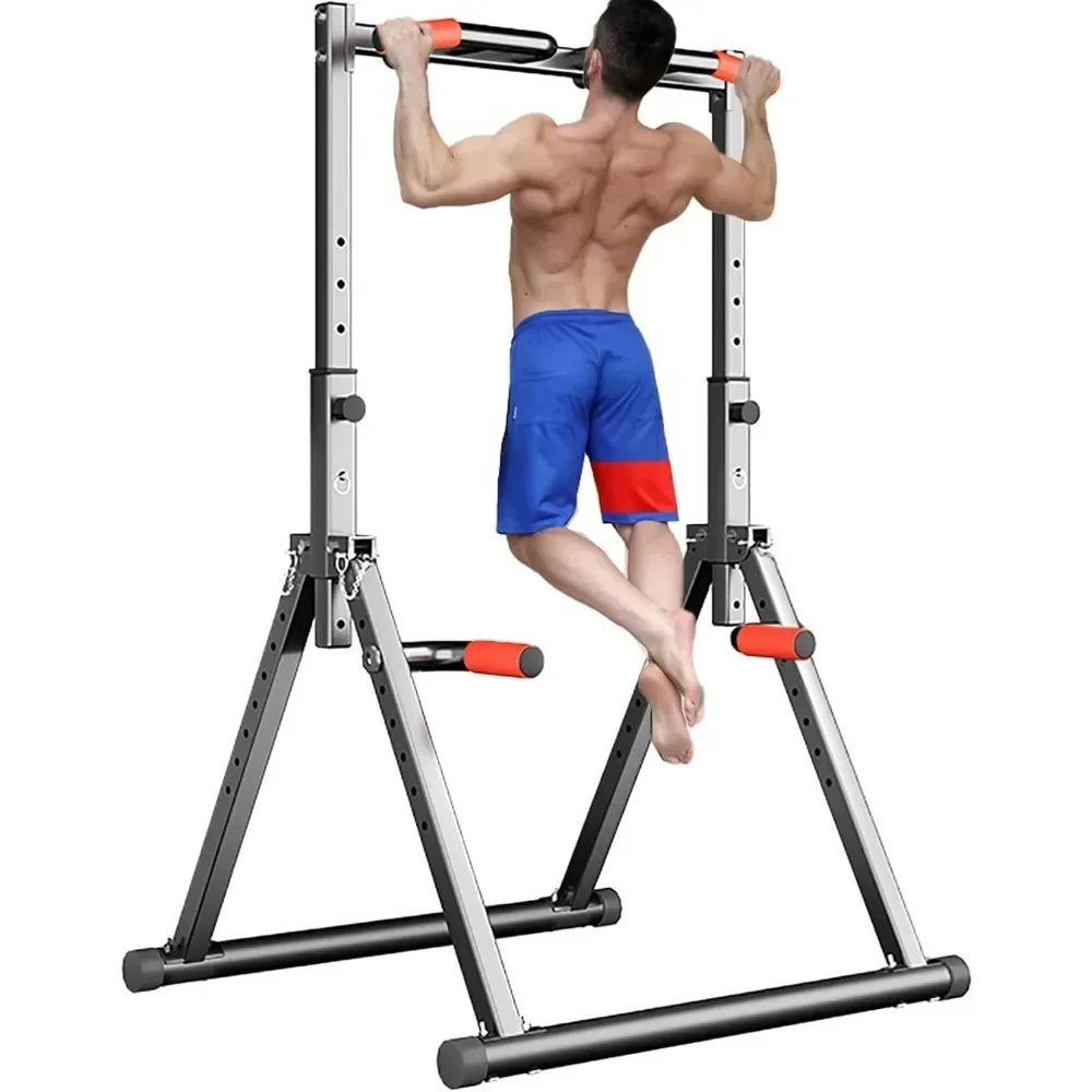 Foldable Power Tower Dip Station Pull Up Bar Station Adjustable Multifunction Fitness Tower Station Training Equipment of Home