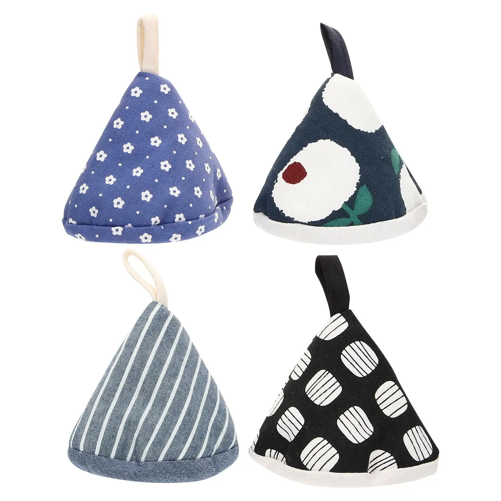 

4 Pcs Heat Resistant Pot Lid Mitts Triangular Anti Scald Knob Covers Kitchen Gadgets Microwave Gloves Oven Mitts