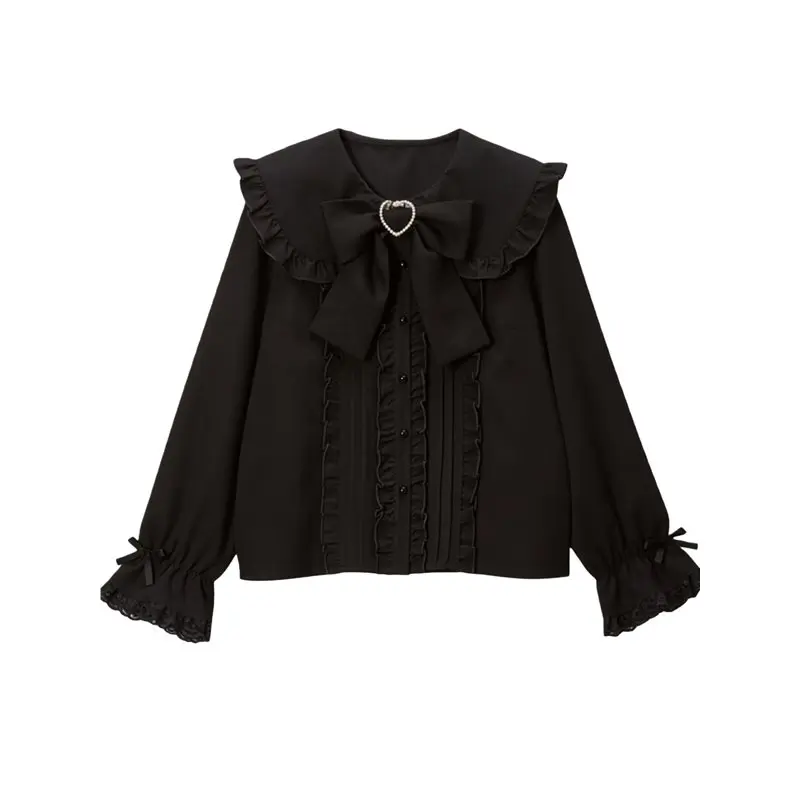 

Женская блузка CYL с длинным рукавом, воротником и пуговицами, повседневная весенняя модель с рюшами