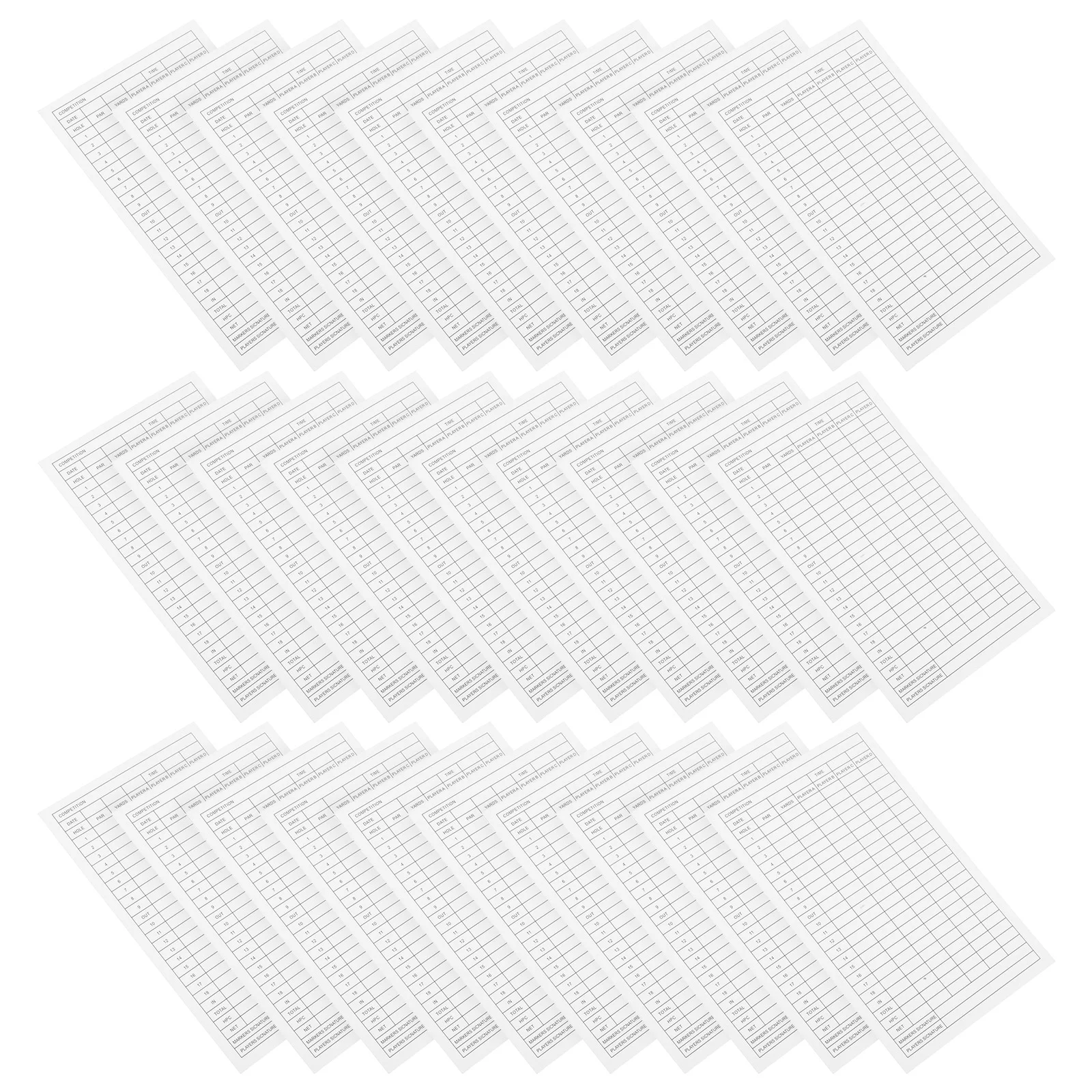 

30 Pcs Golf Ball Scorecard Accessories Competition Scorecards Portable White Record Use Tool