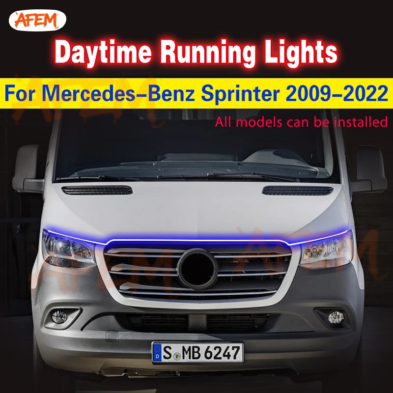 Car Hood LED Light Strip Auto Engine Hood Decorative Ambient Lamp Modified For Benz Sprinter 2009-2022 Daytime Running Lights