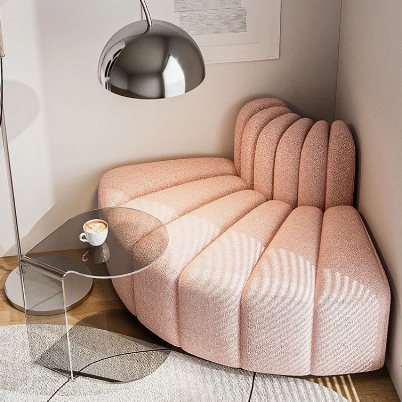 French cream wind corner small apartment living room bedroom corner module sofa corner fabric leisure lazy sofa