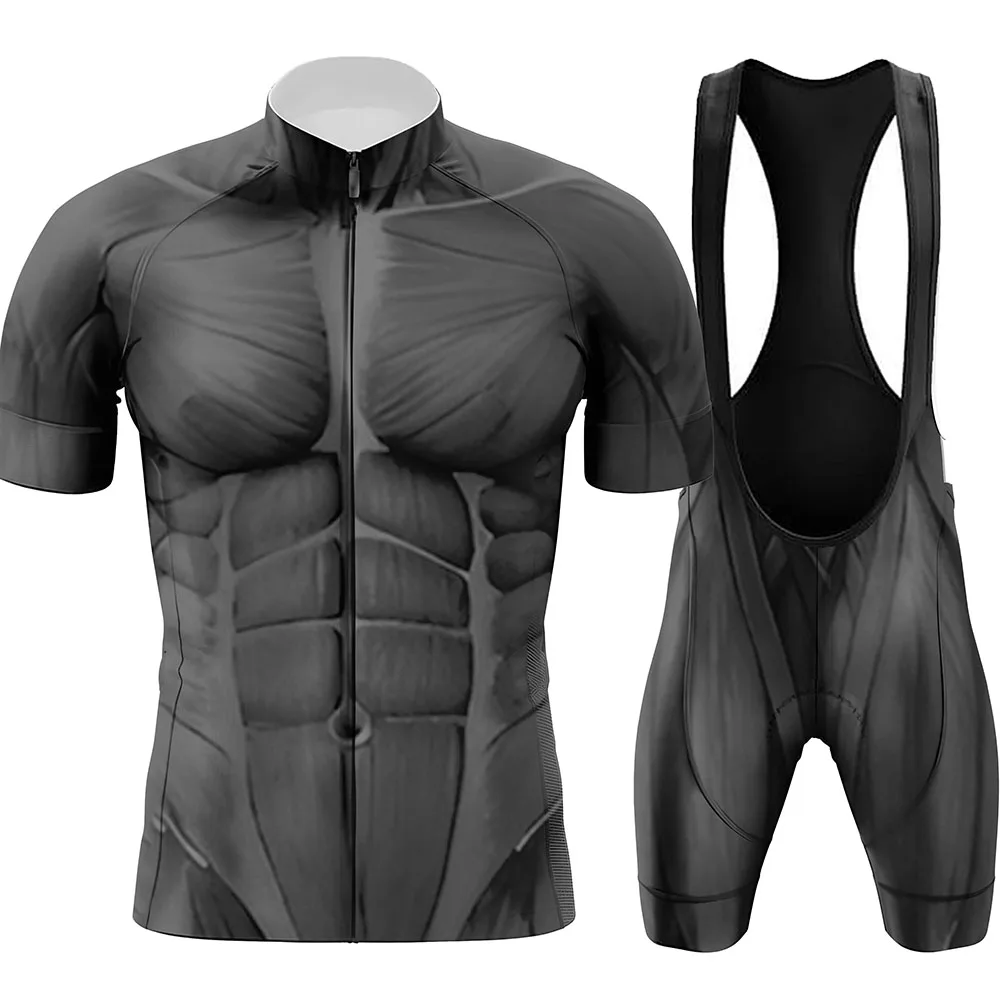Conjunto Retrô de Ciclismo Masculino 2026: Camisa 3D Verde e Cinza para Verão, Roupa de Ciclismo de Estrada e Bermuda de Ciclismo MTB