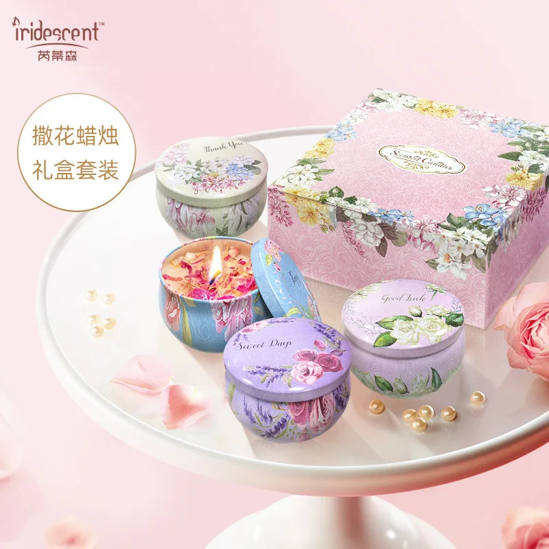 Set da 4 pezzi di scatole regalo per candele profumate, souvenir natalizi, candele per aromaterapia in cera di soia senza fumo