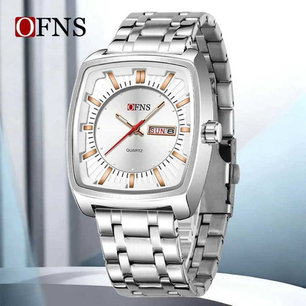 

OFNS 1598 Quartz Watch Creative Pin Square Night Light 30M Waterproof Watch Simple Steel Strip Trendy Watches for Men Часы